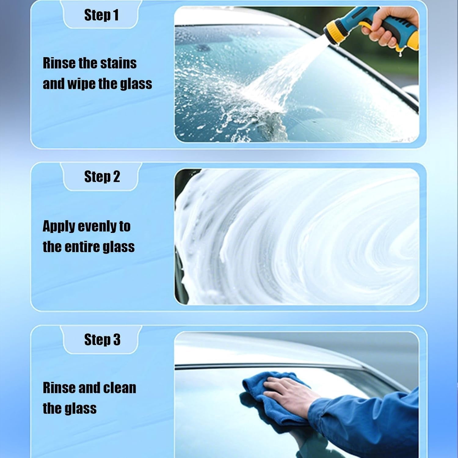 Q4 Glass Cleaner Guard, Glass Oil Film Remover for Automotive Windshield/Window/Mirror Cleaning, 100ml Roll-On Glass Compound with Cleaning Board, Clearvision Improve Driving Visibility