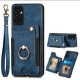 thumbnail image 4 of Nalacover For Samsung A13 5G Case Ring Holder Kickstand with Credit Card Holder, Back Flip Premium Leather Magnetic Clasp Removable Wirst Hand Strap Cover for Samsung Galaxy A13 5G, Blue, 4 of 15