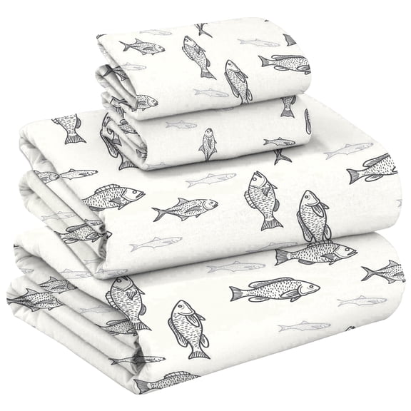 RUVANTI 100% Cotton Flannel Sheets Twin 3 Pcs Fisherman's Tale