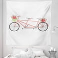 thumbnail image 1 of Bike Party Tapestry, Retro Pink Floral Basket Ornamental Tandem Bicycle on Plain Backdrop, Fabric Wall Hanging Decor for Bedroom Living Room Dorm, 5 Sizes, White Blush Pale Green, by Ambesonne, 1 of 1