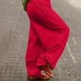 thumbnail image 4 of ManxiVoo Breathable High Stretch Waist Wide Leg Harem Pants for Women Casual Comfortable Baggy Style Lounge Wear Trousers M Size Red, 4 of 9
