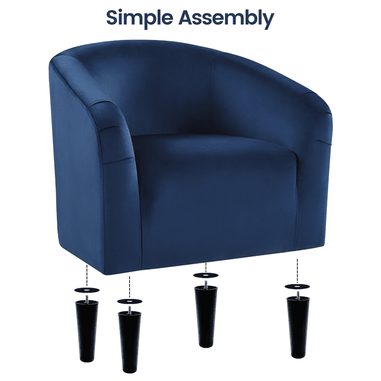 Easyfashion Tub Chair Set of 2 Navy Blue Velvet