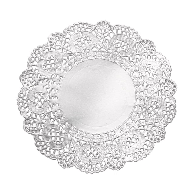 Uxcell 200 Pcs Servilletas de Papel de 5 Pulgadas Redondas de Encaje Decorativas, Papeles Desechables para Comidas y Fiestas, Plateado