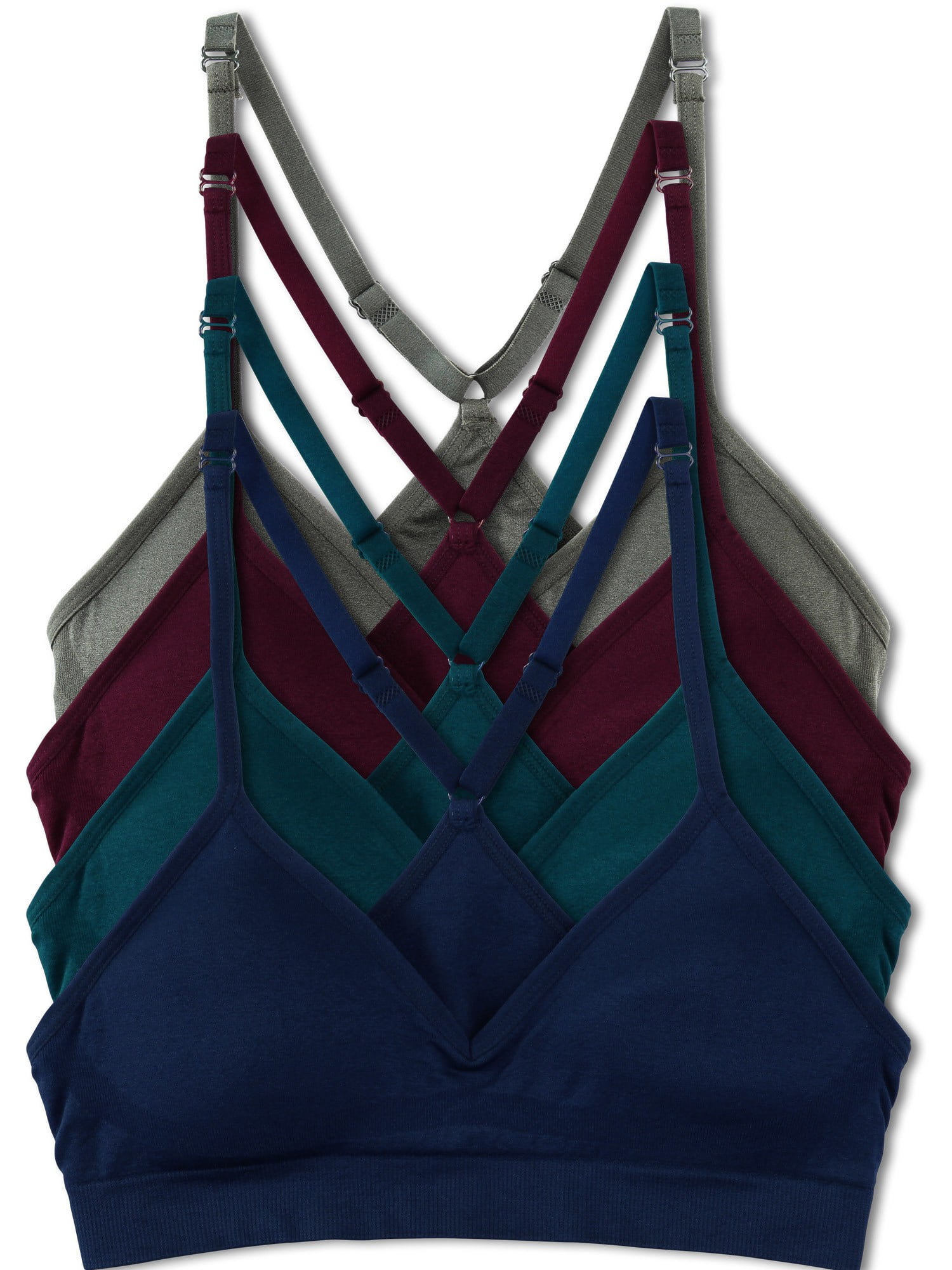 Kalon Women 4 Pack Racerback Sports Bra V Neck (1X, Winter)