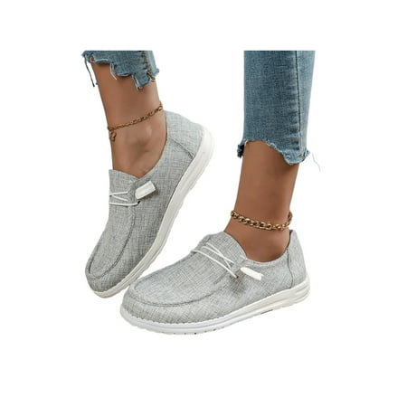 

Tenmix Women s Canvas Slip On Shoes Casual Flats Comfort Sneakers Size 5-9