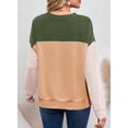 thumbnail image 2 of Womens Fashion 2023 Color Block Long Sleeve Crewneck Knitted Pullover Shirts Tops, 2 of 8