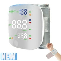 Wrist Blood Pressure Monitors, Rechargeable Blood Pressure Cuff with Large LED Screen - 2 * 99 Sets of Memory, One-Button Turn On/Off Voice & Switch User