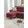 thumbnail image 2 of Sectional Couch with Chaise & Pillows, Reversible Sectional Sofa L-Shaped Settee w/ Solid Wood Legs & Nailheads Trim, Modern Linen Fabric Sleeper Sofa for Living Room, Apartment, Red, 2 of 7