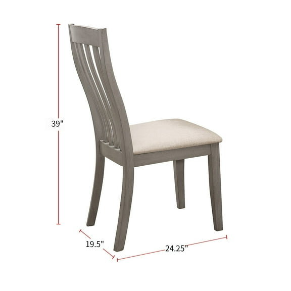 Simple Relax Set of 2 Dining Side Chairs with Upholstered Seat in Coastal Grey