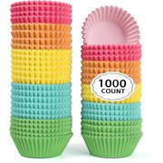 1000 Count White Paper Cupcake Liners, Standard Size 1.4 Inch, Unbleached Baking Cups for Muffins and Cupcakes (Rainbow, 1.4 Inch)