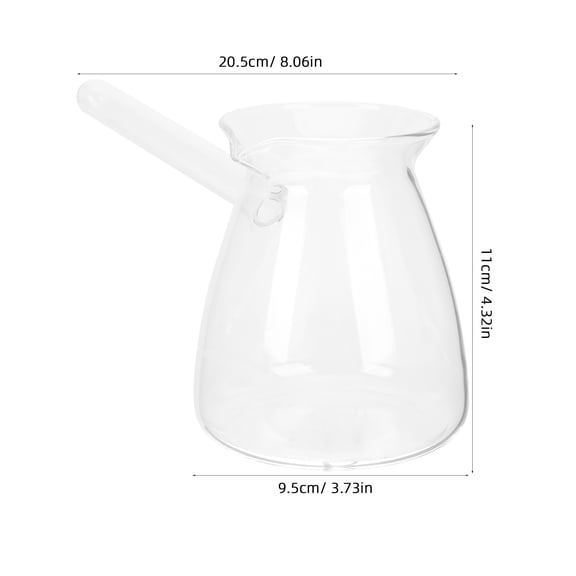 Melantax A transparent Turkish coffee pot with side handles, made of thick glass