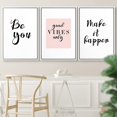 thumbnail image 2 of PixonSign Framed Wall Art Print Set Good Vibes Word Art Inspirational Motivation Typography Modern Art Chic Expressive Cool Black and White for Living Room, Bedroom, Office - 24"x36"x3 White, 2 of 5