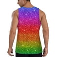 thumbnail image 3 of Xecao Rainbow Glitter Men's Tank Top Workout Quick Dry Sleeveless Gym Jogging Muscle Shirts Summer Swim Beach Tops, 3 of 9