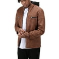 thumbnail image 4 of X RAY Jeans Men's PU Leather Jacket with Hood And Faux Shearling Lining, Tan, 2XL, 4 of 9