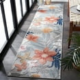 thumbnail image 3 of SAFAVIEH Cabana Caris Floral Indoor/Outdoor Runner Rug, Grey/Rust, 2' x 10', 3 of 8