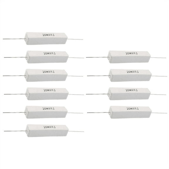 8 Pcs Wire Wound Ceramic Cement Resistor 8 Ohm 20W 5%