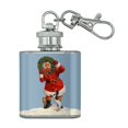 thumbnail image 1 of Christmas Holiday Santa Claus with Dog Cat Wreath Stainless Steel 1oz Mini Flask Key Chain, 1 of 4