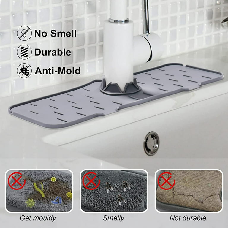 Silicone Kitchen Sink Mats Double Drain Mats for Kitchen Bathroom Farmhouse  RV Kitchen Sink Accessories(Gray,1Pcs) 