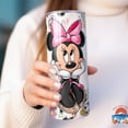 thumbnail image 2 of [NO STRAW] Minnie Mouse Floral 20 oz Skinny Tumbler, cartoon Girly Coffee Cup, Daisy Duck Flower Stainless Tumbler, 2 of 3