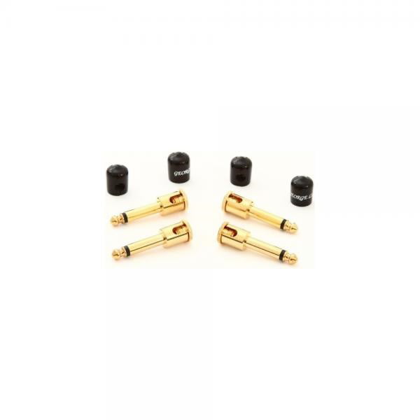 Angled 4-Pack George Ls .155 Guitar Connector Gold