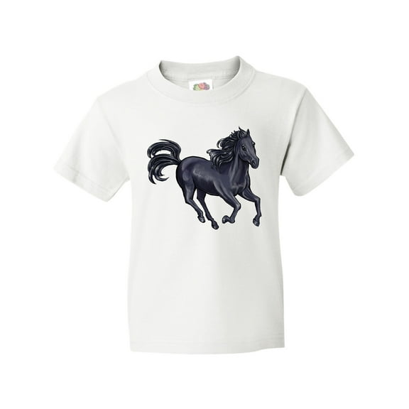 Inktastic Beautiful Galloping Black Horse Youth T-Shirt
