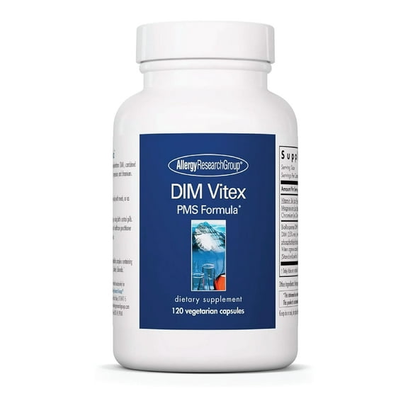 Allergy Research Group DIM Vitex Supplement - Supports Healthy Hormone Balance & Menstrual Cycle, PMS Formula, Vitamin B6, Hypoallergenic, Vegetarian Capsules, Soy-Free - 120 Count