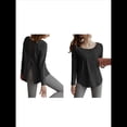 thumbnail image 3 of Camisetas Deportivas de Larga para Mujer, con Protección Solar UPF 50+, para Correr, Gimnasio, Secado Rápido Negro L, 3 of 7