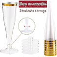 thumbnail image 3 of 50 pcs Gold Rim Champagne Glasses 150ml, Reusable Flutes for Garden Wedding, Day Parties, Shows, 3 of 5