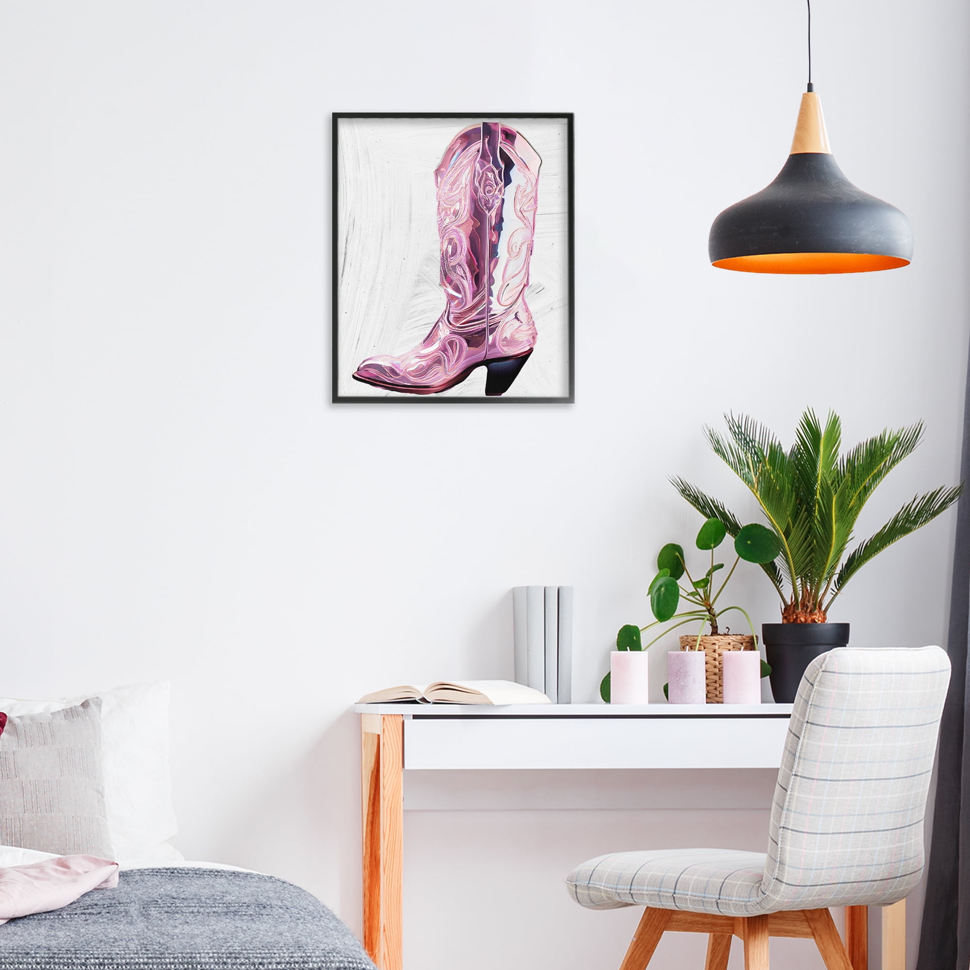 Cowgirl Cinderella's Boot Black Framed Giclee Art, design by Sasha