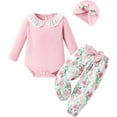 thumbnail image 2 of WESIDOM Baby Girl Clothes 0-24M Newborn Girls Outfits Lace Romper+Floral Pants+Cute Bow Hat Infant Babys 3Pcs Set, 2 of 6
