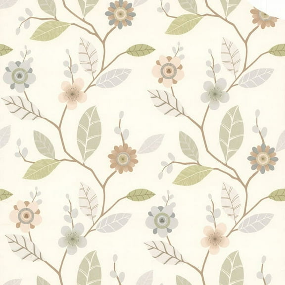 Brewster Claudia Light Blue Retro Blossom Wallpaper