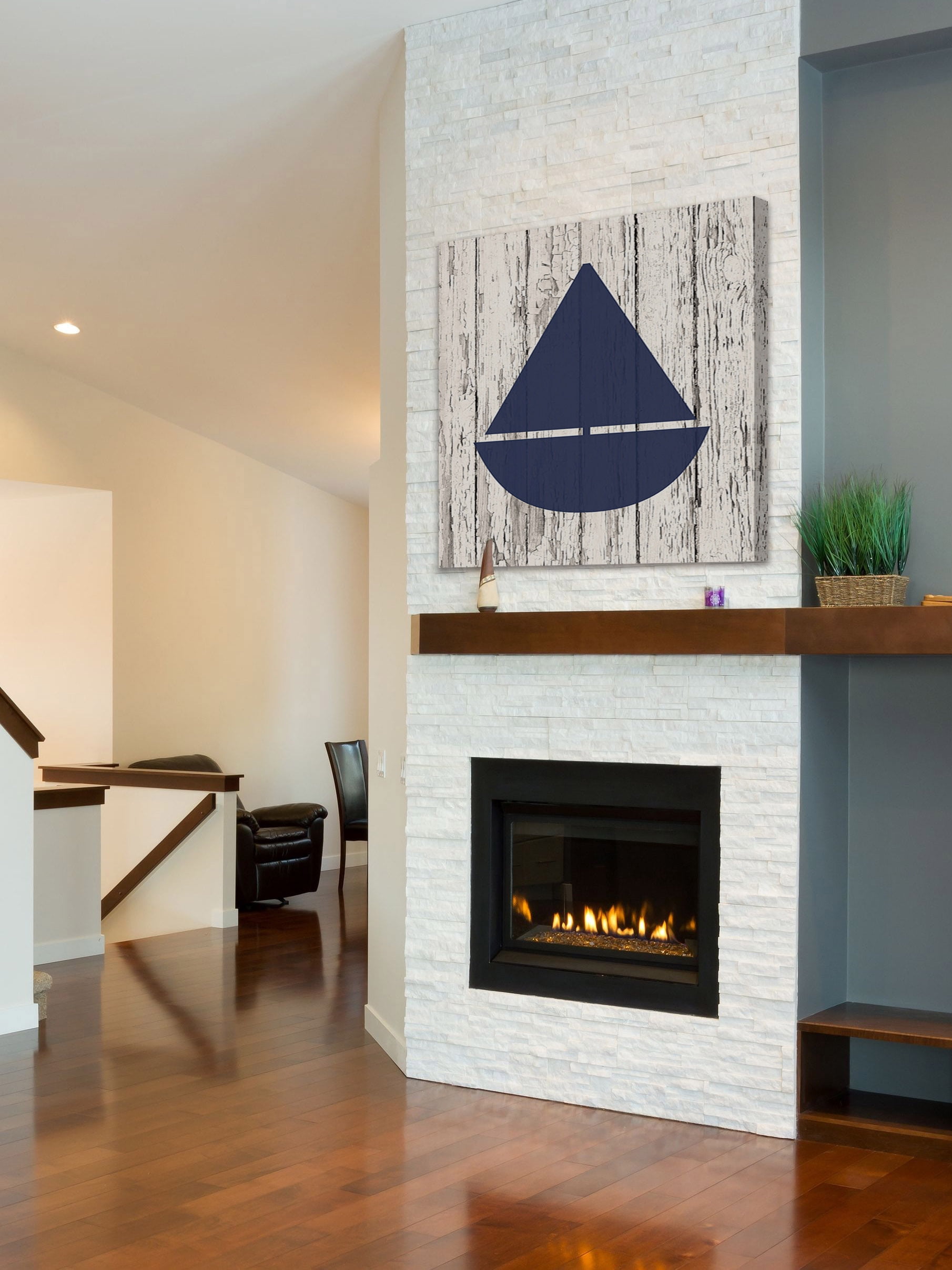 "Blue Boat" Painting Print on Wrapped Canvas