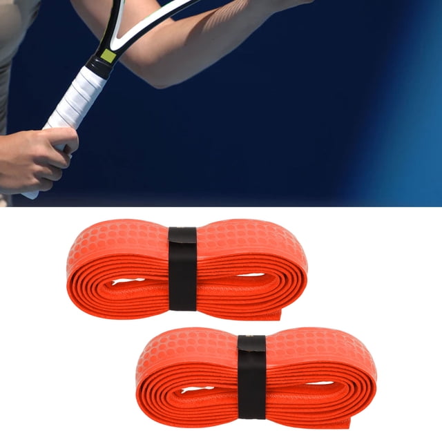 Tennis Racquet Overgrips, Soft Sweat Absorbing Polyurethane Nitrogen Fiber Tennis Racket Grip Tape Anti Slip 2 PCS for Sports Red,Blue,Pink,Yellow,Orange