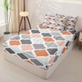 thumbnail image 3 of Castle Fairy Abstract Geometric Quatrefoil Zipper Queen Comforter Set with Fitted Sheet and 2 Pillowcases,Mid Century Grid Motif Zipper Bedding Set,Terracotta Gray Mint,Reversible, 3 of 7