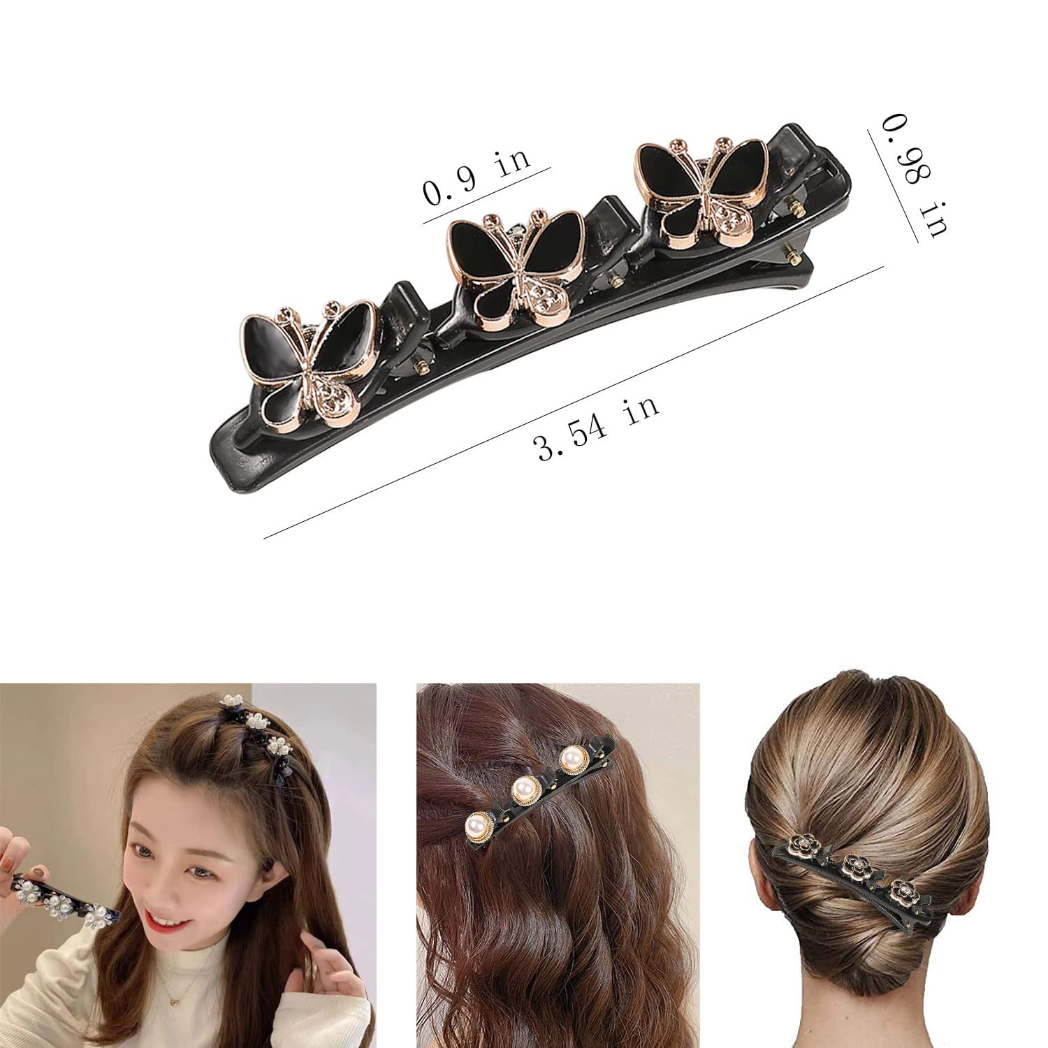 Braided Hair Clips for Women Girls, 6Pcs Satin Fabric Hair Bands with 3  Small Clips, Triple Braided Hair Clip, Rsvelte Hair Clips with Pearl for
