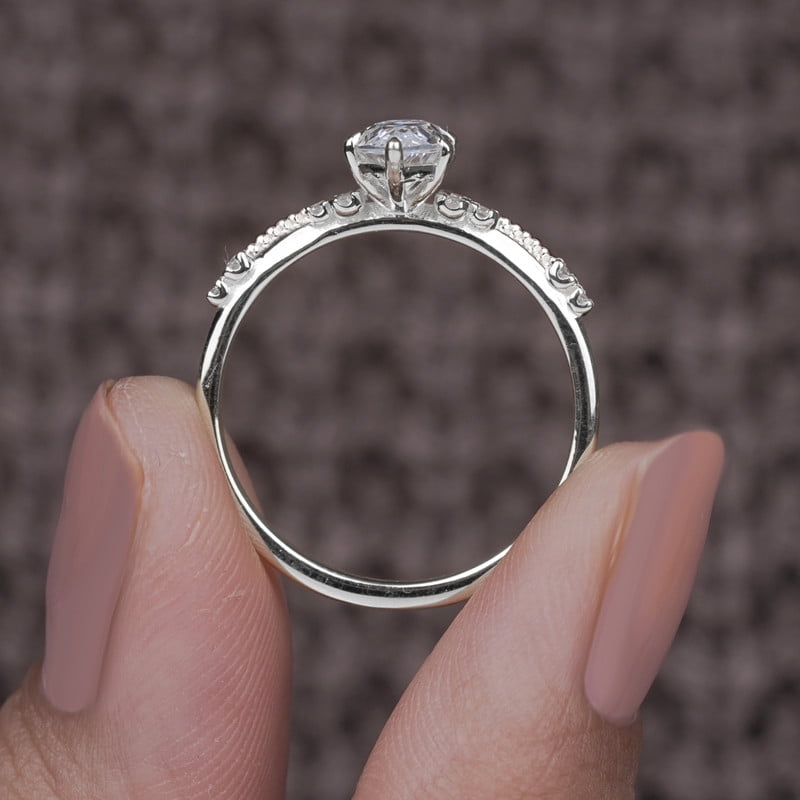Cora Jewellery Art Deco 1.0CT Marquise Cut Engagement Ring for Women, 14K White Gold, 10.5 US
