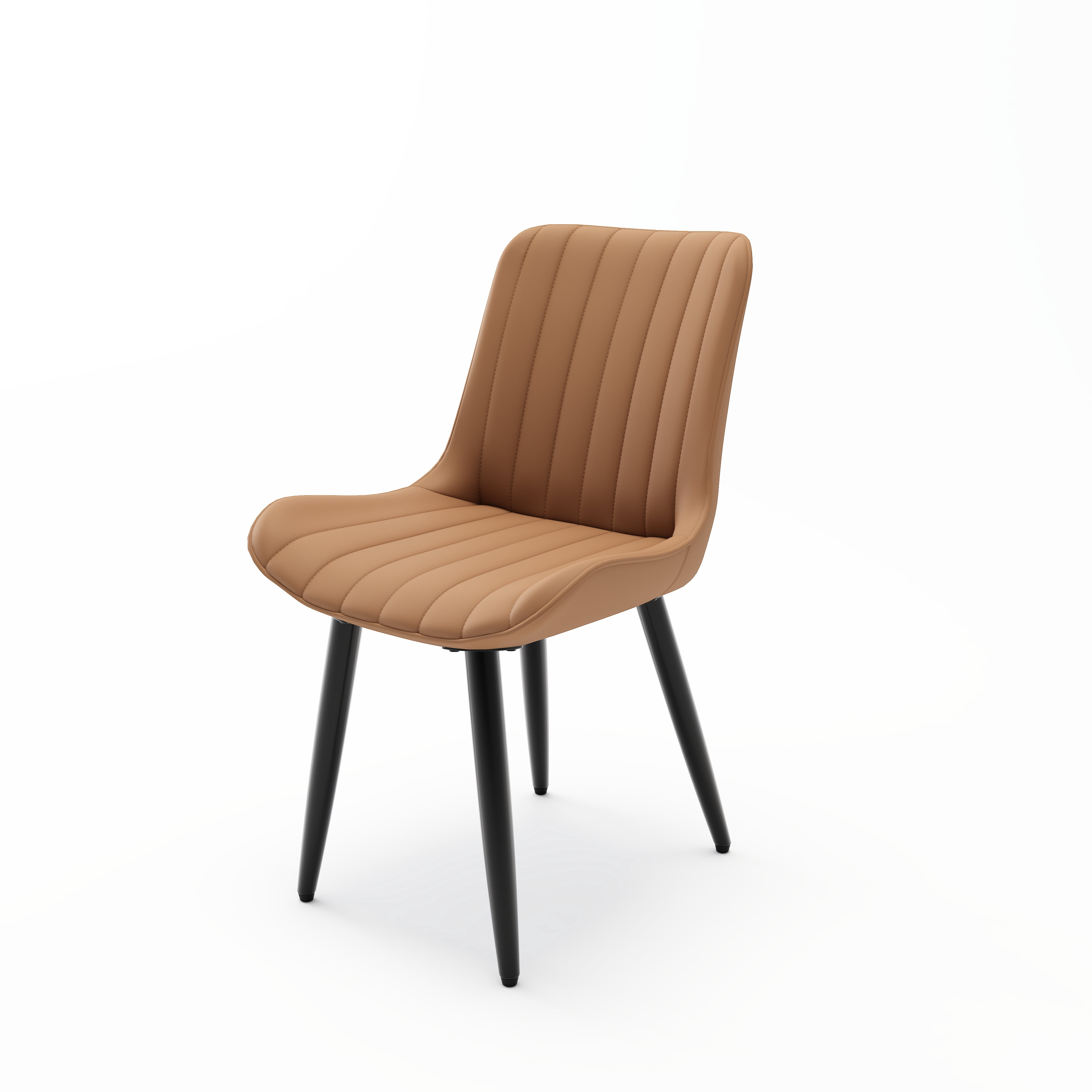 Noble House Modern PU Leather Dining Chairs with Metal Legs, Armless Side Chairs for Kitchen, Brown, Set of 4