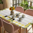 thumbnail image 3 of Lemon Gnomes Table Cloths for 3 Foot Rectangle Tables, Summer Botanical Fruit Wooden Grain Plaid Patio Waterproof Elastic Fitted Tablecloths, Washable Rectangular Table Cover for Camping, 3 of 8
