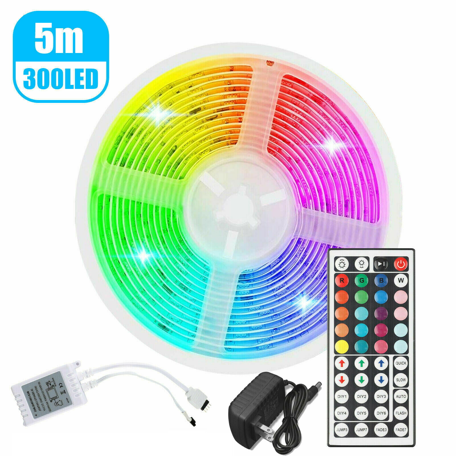 16ft Flexible 3528 RGB LED SMD Strip Light Remote Fairy Lights Room TV Party Bar 