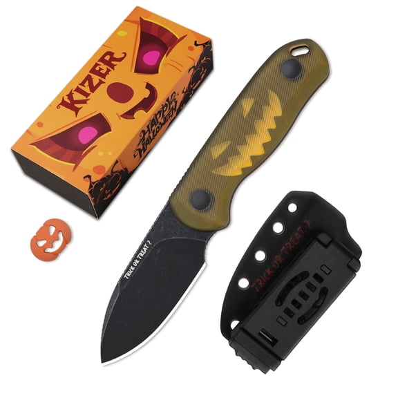 Kizer Halloween Drop Bear Fix Fixed Knife 14C28N Blade PEI Handle With Sheath Limited Halloween Edition Gift 1094HW2