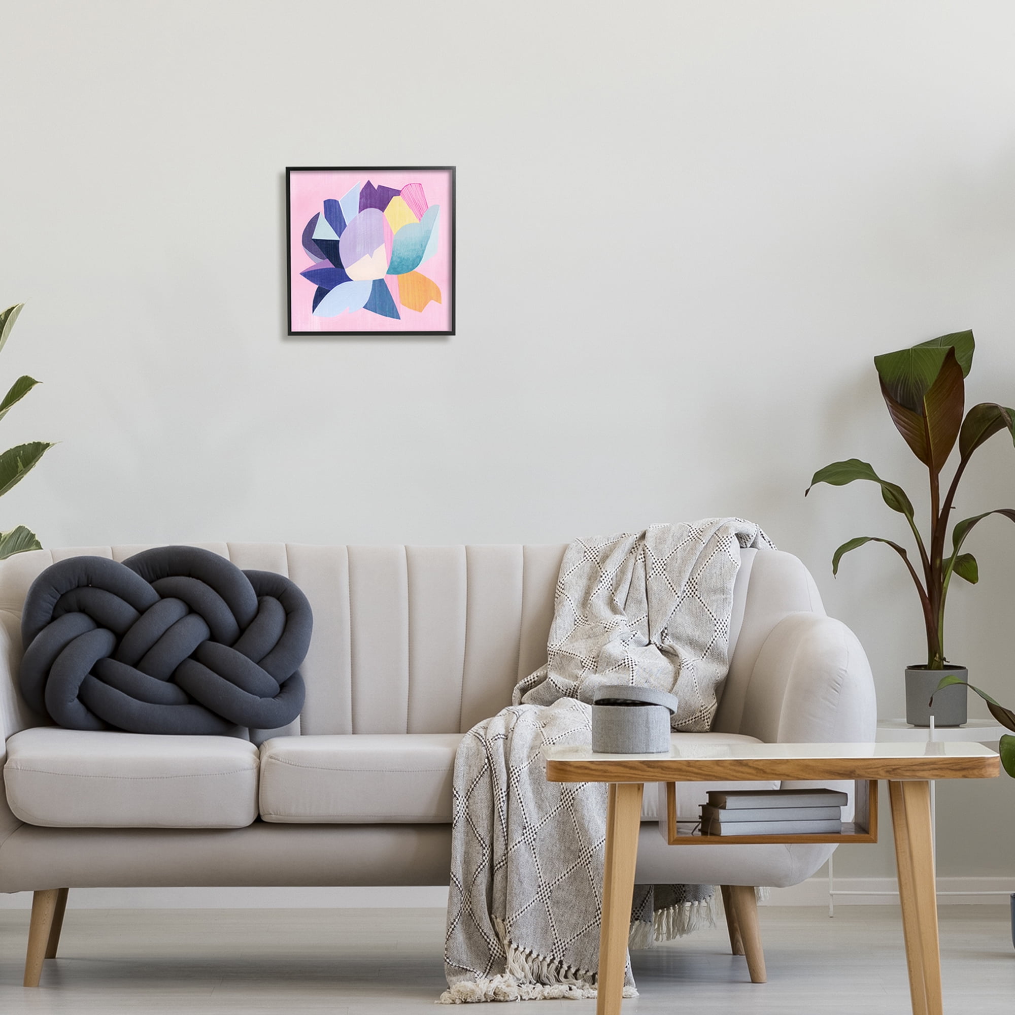 Stupell Industries Abstract Pop Blooming Flower Abstract Painting Black Framed Art Print Wall Art, 12 x 12
