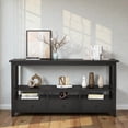 thumbnail image 2 of Tcbosik 3-Tier Console Table with Open Shelves and Drawers, Wood Sofa Table for Living Room Entry Bedroom, Black, 2 of 7