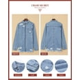 thumbnail image 7 of Chase Secret Women Button Denim Jacket Distressed Ripped Long Sleeve Jean Coat Petite, 7 of 7