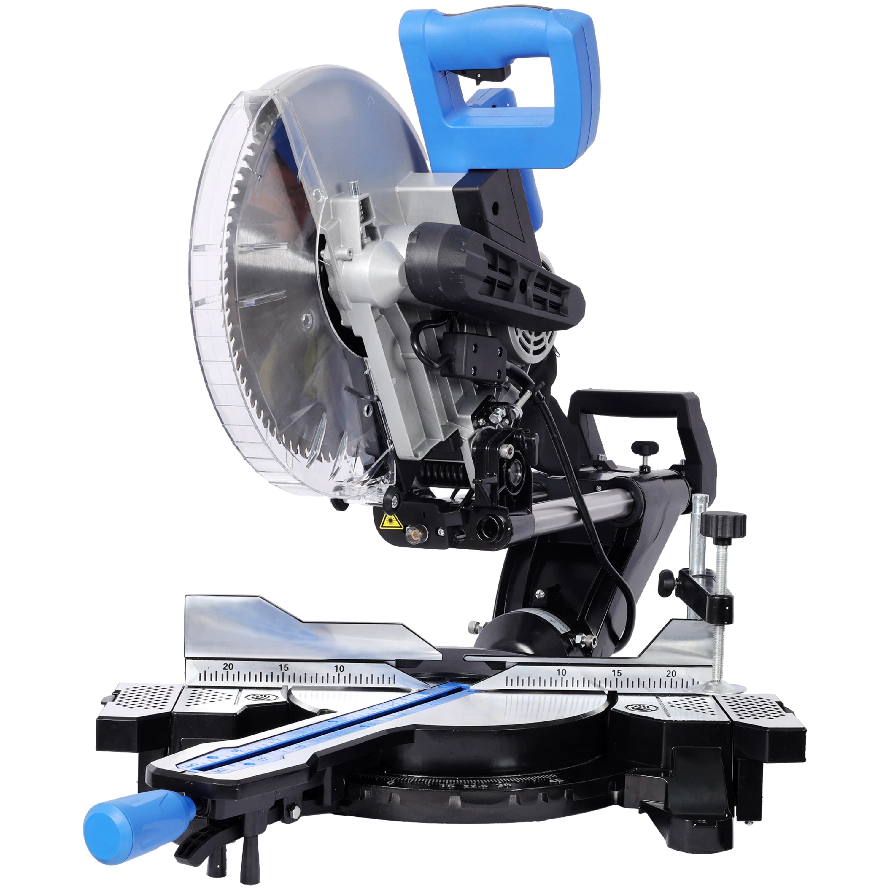 LuckyNote 12-Inch Dual Bevel Sliding Miter Saw with Laser Guide, 80T Blade, 15A Motor, 4.2"x13" Cutting Capacity Black+Blue
