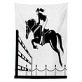 thumbnail image 3 of Ambesonne Cartoon Tablecloth Rectangular Table Cover, Jockey Girl Jumping, 60"x90", White Charcoal Grey, 3 of 4