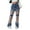 Dark Blue, variant on Luwomo Jeans for Womens High Waist Stretch with Pearl Embellishments Distressed Details Wide Leg Design Comfortable Long Trousers for Everyday Wear Denim Pants Blue,L