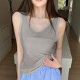thumbnail image 2 of Women Knitted Tank Tops Casual V Neck Vests Solid Color Sleeveless Blouses Loose Lightweight Summer Camisole Breathable Singlets Basic camis Fashion T Shirt, 2 of 7