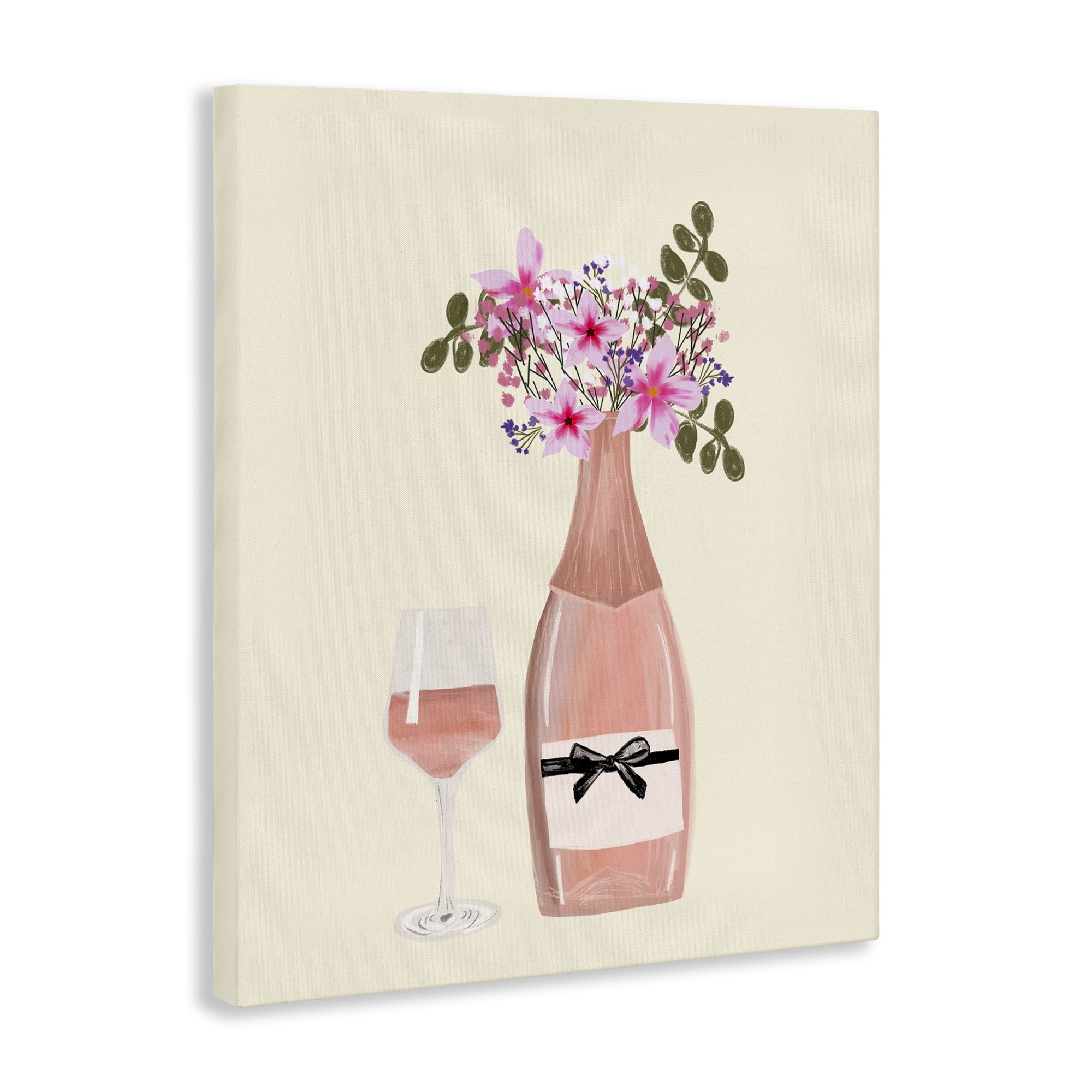 Stupell Industries Floral Champagne & Glass Food & Beverage Painting Gallery Wrapped Canvas Art Print Wall Art, 16 x 20