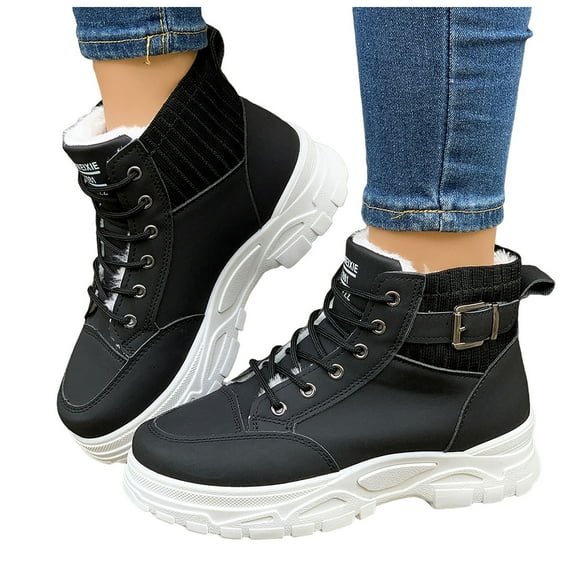 Snow Boots for Women 2025 Winter Waterproof Slip on Ankle Booties Fleece Lined Walking Outdoor Shoes Lace up Sneakers