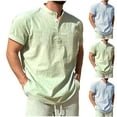 thumbnail image 6 of FAIWAD Mens Linen Shirts Casual Short Sleeve Button Up Summer T-Shirts Lightweight Breathable Beach Blouses, 6 of 6